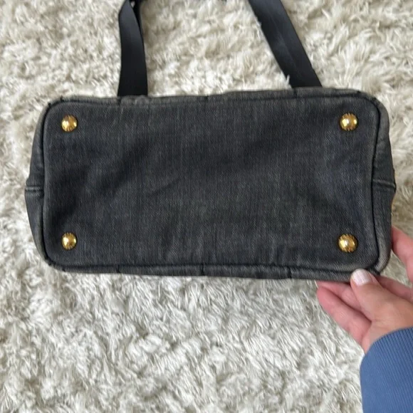 Prada Charcoal Denim canapa small tote Bag - Picture 2 of 13
